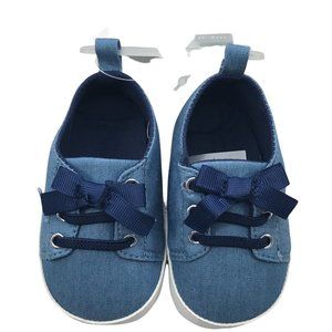 Child of Mine by Carter's Baby Girls Chambray Sneaker 0-3 Month Blue Bow New